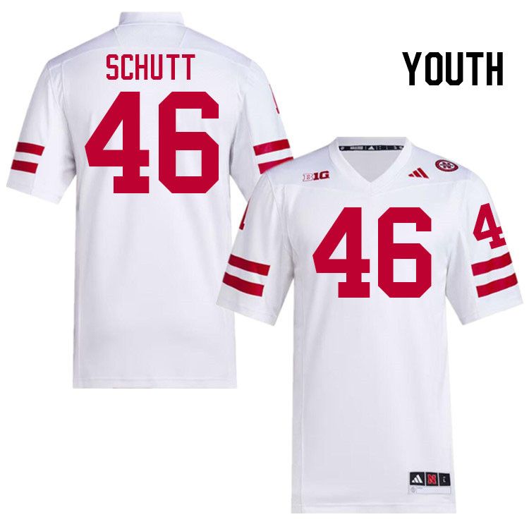 Youth #46 Connor Schutt Nebraska Cornhuskers College Football Jerseys Stitched Sale-White